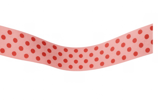 Pink polka dot ribbon banner creating a decorative border, retro design element for gifts, parties, and celebrations, transparent - Powered by Adobe