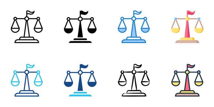 Judicial branch icon set multiple style collection 
