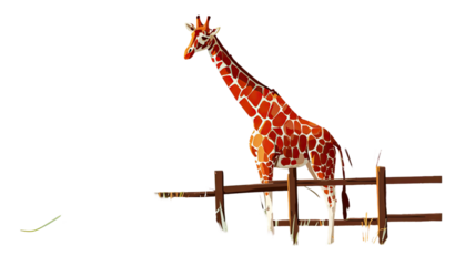 Cute baby giraffe illustration vector character on a white background, in the snow, and in the woods, highlighting its long neck and wild nature