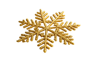Glittering Golden Snowflake Ornament Scattered Among Tiny Stars