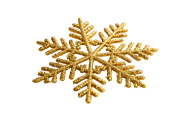 Glittering Golden Snowflake Ornament Scattered Among Tiny Stars