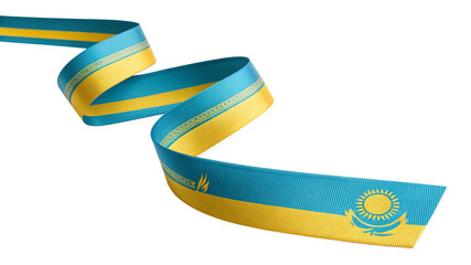Kazakhstan flag ribbon isolated on transparent background