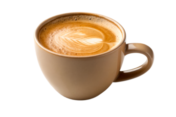 Ceramic mug filled with frothy latte art