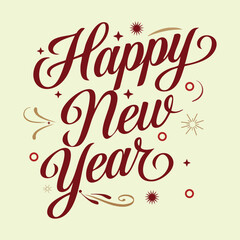 Festive Happy New Year greeting with elegant typography and decorative elements perfect for holiday cards and seasonal promotions