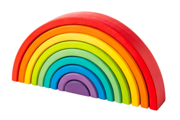 Colorful Wooden Rainbow Toy Stacked Arches
