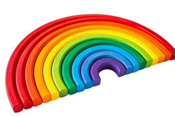Wooden rainbow stacking toy colorful children blocks game, cut out transparent