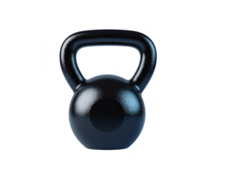 Black kettlebell with textured surface, isolated on transparent background, used for strength training, fitness, and gym workouts, reflecting healthy and active lifestyle