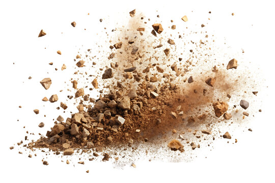 Pile of rocks and dirt is scattered on a white background. Graphic, photo, vector, images, illustration, art, design, clipart, abstract, digital, tshirt, pattern, mockup, stock