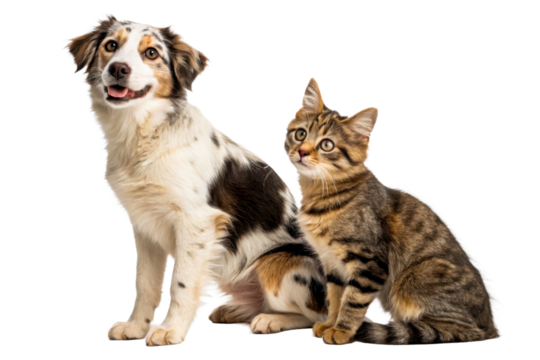 Puppy and kitten sitting together