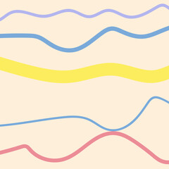 Playful, colorful lines flow freely across a mint surface.