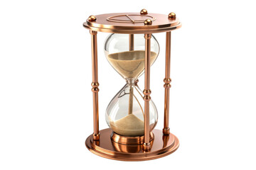 Antique hourglass with sand flowing in clear glass