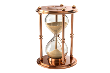 Antique hourglass with sand flowing in clear glass