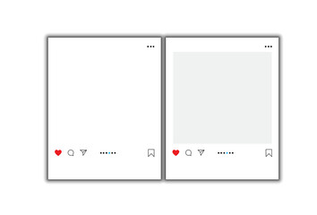 Blank social media instagram empty photo card frame, Template mockup for design.