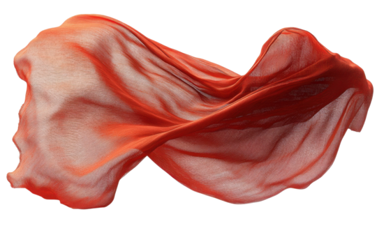 Flowing Coral Ethereal silk on the wind elegant fabric texture against black Dynamic textile art