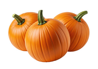 Three pumpkins transparent background cutout png
