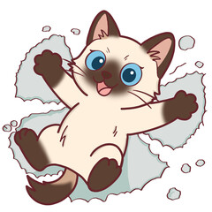 Happy Ragdoll Cat Jumping and Playing in Fresh Snow Illustration