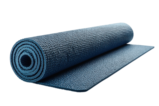 Blue textured yoga mat roll fitness and exercise equipment wellbeing workout flexible exercise
