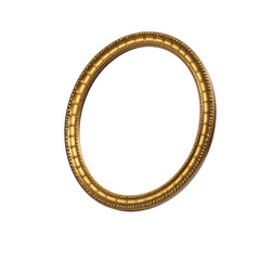 Round golden frame makeup mirror icon with glass reflection