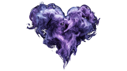 Purple watercolor heart shaped smoke with rose and flower design symbol of love
