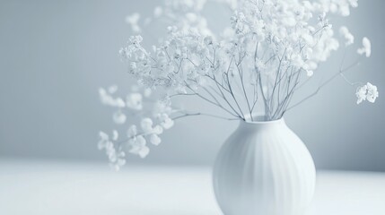 Fototapeta premium Delicate white flowers in a simple white vase