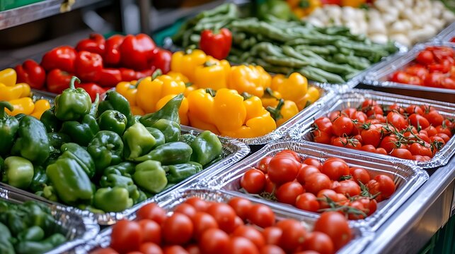 Trays of fresh food picked to cook in a fresh