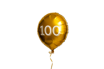 Golden Balloon With Number 100 Floating