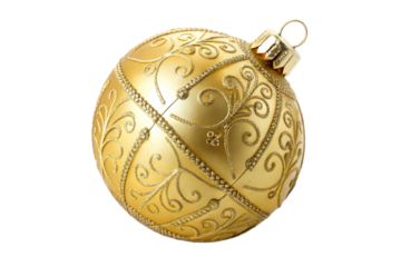 Golden Christmas Ornament with Ornate Swirl Design