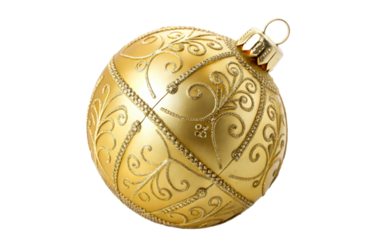 Golden Christmas Ornament with Ornate Swirl Design