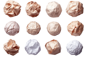 Paper Ball Collection Crumpled Wasted Ideas and Creative Blocks on Black Background Abstract Texture