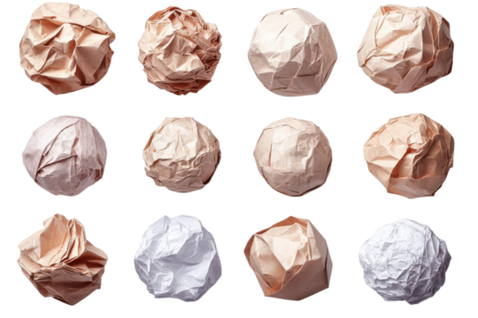 Paper Ball Collection Crumpled Wasted Ideas and Creative Blocks on Black Background Abstract Texture