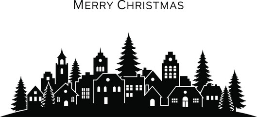 Fototapeta premium Merry christmas with city skyline