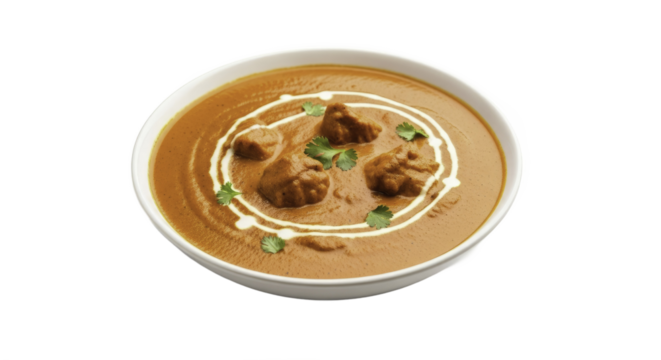 Delicious Indian Curry Dish in White Bowl on Gradient Background