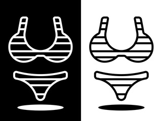Bikini Emoji in black and white variant silhouette design