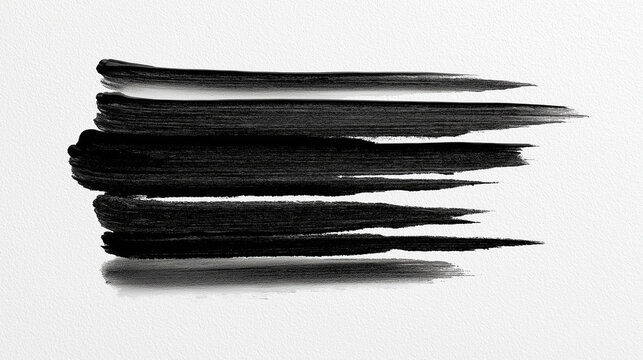 Minimal Black Ink Brush Strokes on White Canvas