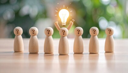 One idea rises—arms lifted in clarity among questions.