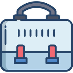 Light Blue Briefcase with Red Accents on a Transparent Background Minimalist Icon Style with Clean Lines and Bold Outlines