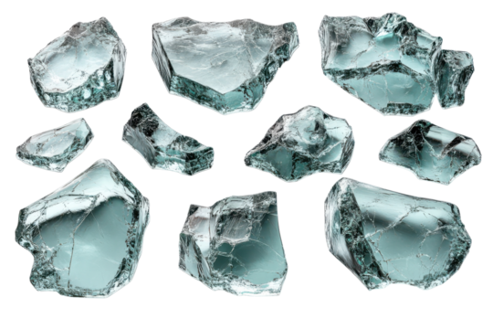 Frozen Water Abstract Art Crystal Ice Block Fragments Chunks Cold Texture Design Blue Ice on Black