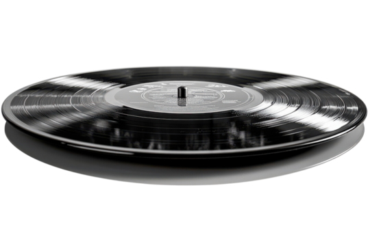 Vinyl Record Spinning Grooves Sound Music Audio Black Background Classic Album LP Turntable Record
