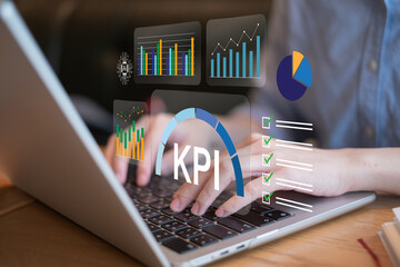 Professional entrepreneur businessman working on key performance indicator KPIs business strategy chart data analysis marketing management graph goal report success achievement technology dashboard
