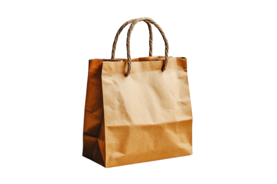 Kraft paper shopping bag on black background eco friendly packaging recyclable sustainable