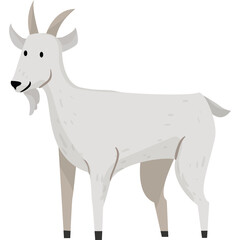 A Detailed Vector Illustration of a White Goat Standing Calmly with a Neutral Expression on a Transparent Background Ideal for Design Projects
