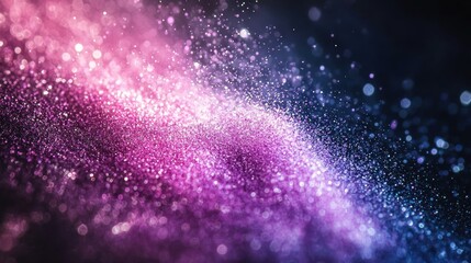 Fototapeta premium Abstract nebula of pink, blue, and white shimmering particles against a dark background