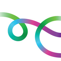 Continuous Looping Gradient Line on White Abstract Wavy Background with Cool Color Flow