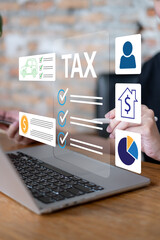 Tax calculate financial accounting income investment economy business budget money government finance inspecting return online payment digital taxation pay service calendar tax day banking concept