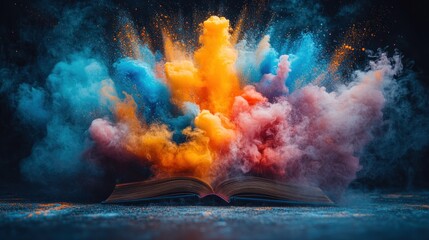 Open book erupts in colorful powder
