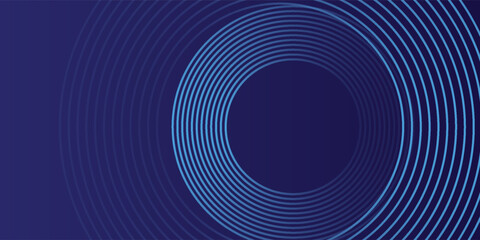 Abstract blue glowing geometric lines on dark blue background. Modern shiny blue circle lines pattern. Futuristic technology concept. Suit for cover, poster, banner, brochure, header,