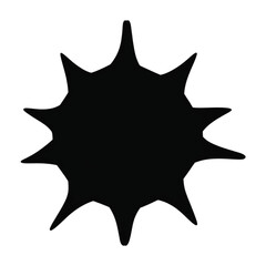 Obraz premium Black spiky shape with ten points on white background.