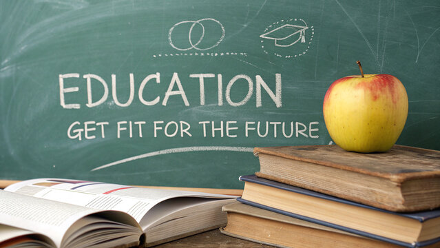 Education Concept with Apple and Books