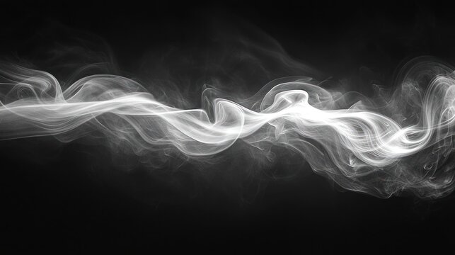 Ethereal white smoke billows and curls gracefully against a dark, undefined background