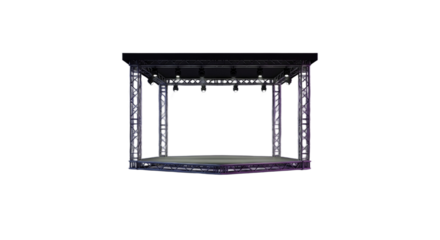 Empty Stage Lit with Spotlights on Dark Background for Event